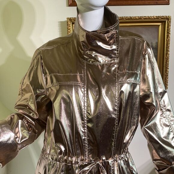 Joseph Ribkoff Foiled Gold Metallic Trench Coat - Picture 8 of 16